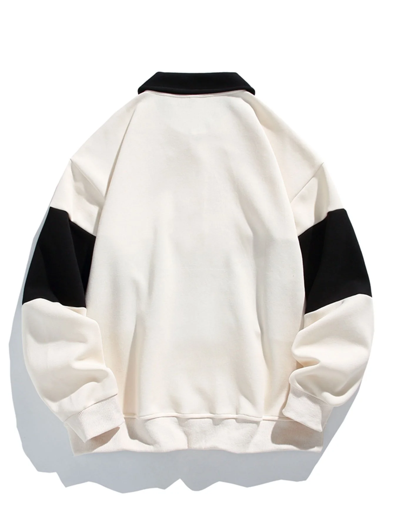 Relaxed Fit Farbblock Patchwork Polo Sweatshirt - Image 5