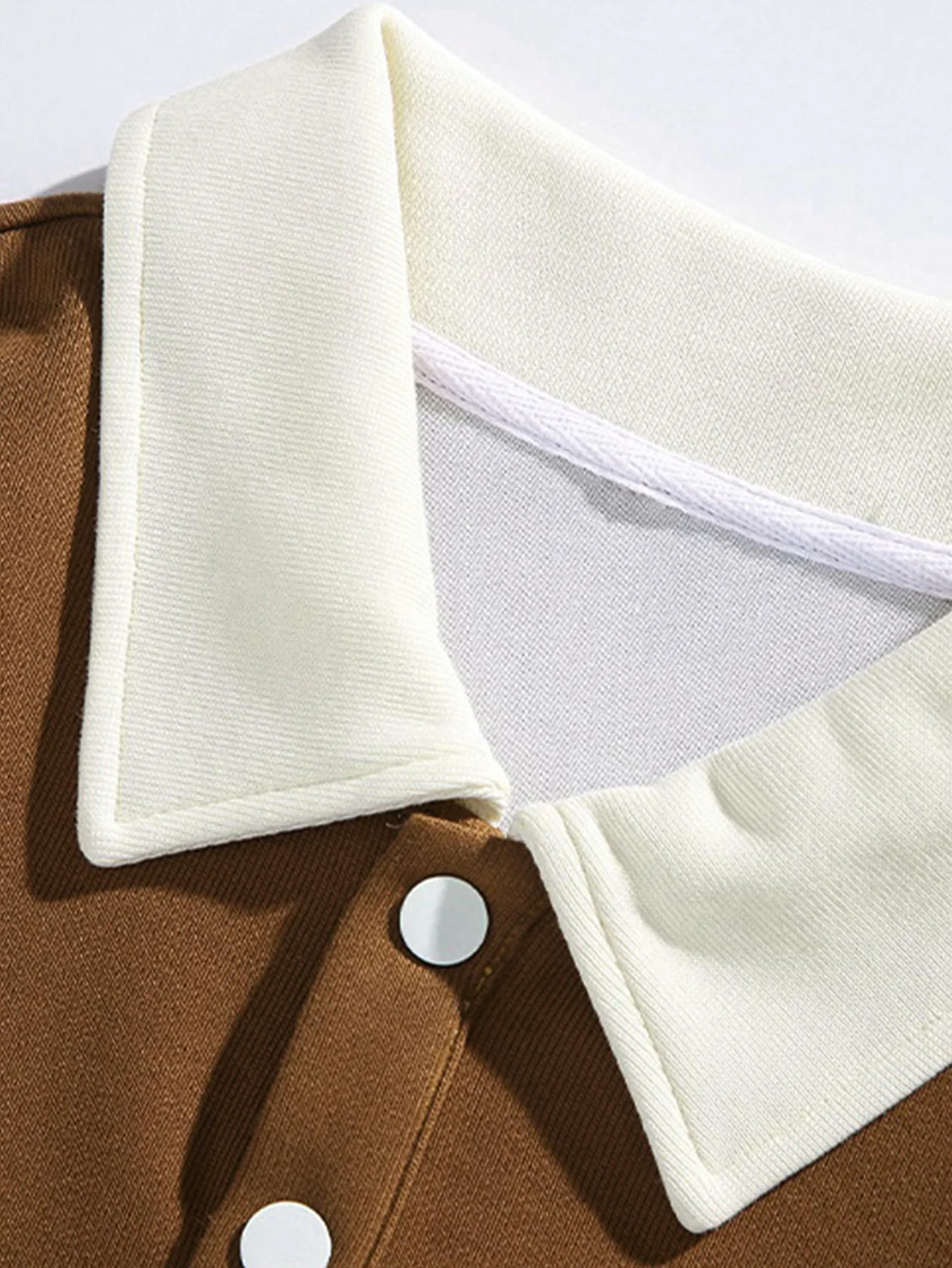 Relaxed Fit Farbblock Patchwork Polo Sweatshirt - Image 9
