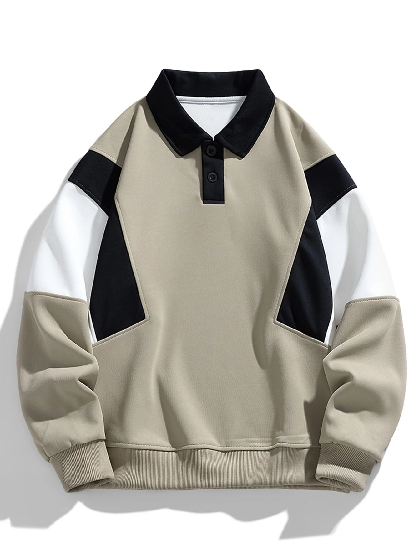 Relax Fit Farbblock Polo Sweatshirt - Image 7