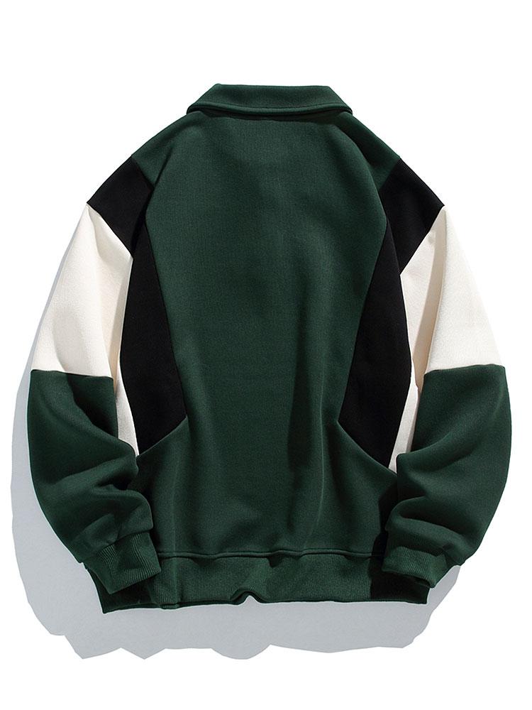 Relax Fit Farbblock Polo Sweatshirt - Image 2