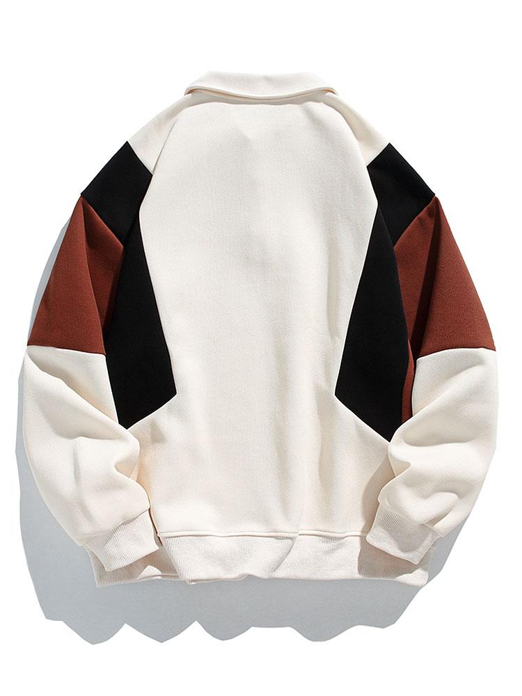 Relax Fit Farbblock Polo Sweatshirt - Image 6