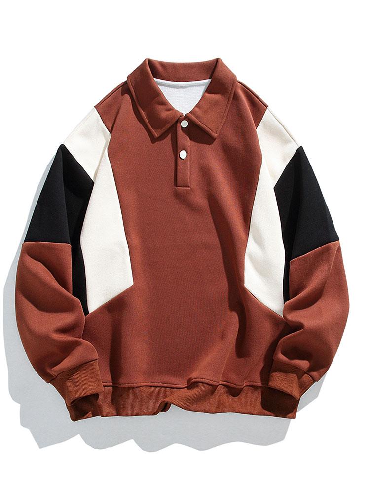 Relax Fit Farbblock Polo Sweatshirt - Image 7