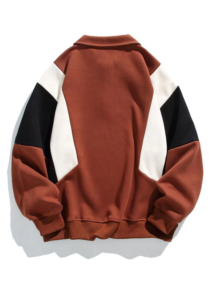 Relax Fit Farbblock Polo Sweatshirt - Image 8