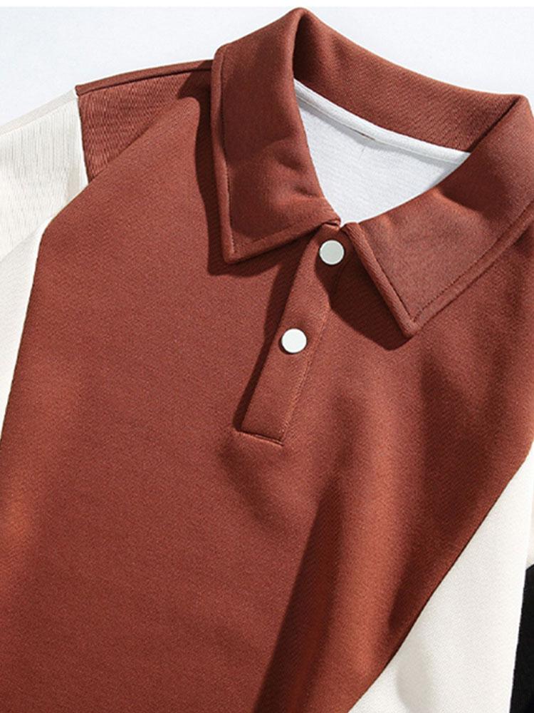 Relax Fit Farbblock Polo Sweatshirt - Image 9