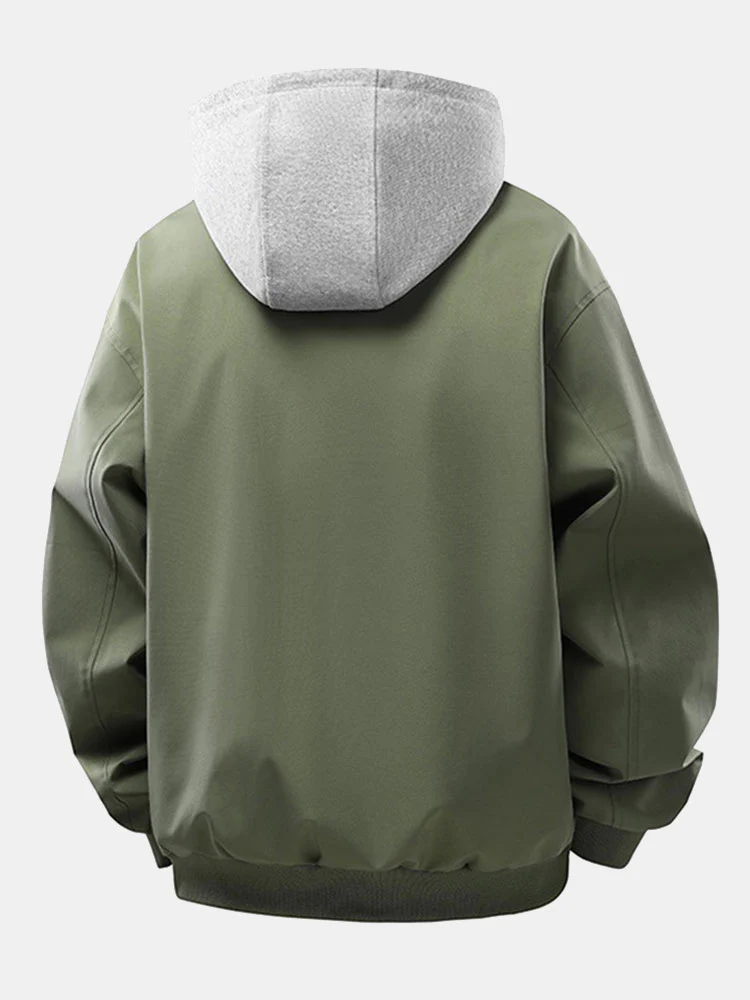 Locker sitzende Bomberjacke aus Cord mit Kontrastfarben und abnehmbarem Kapuzenverschluss - Image 2
