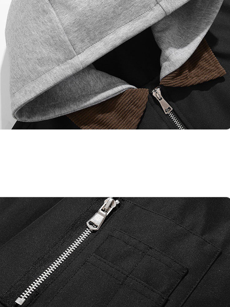 Locker sitzende Bomberjacke aus Cord mit Kontrastfarben und abnehmbarem Kapuzenverschluss - Image 7
