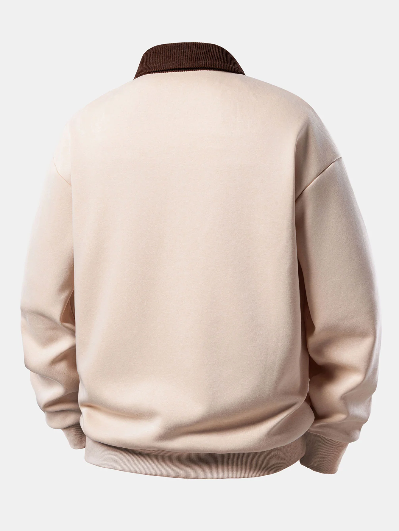 Relax Fit Contrast Corduroy Polo Collar Sweatshirt & Straight Leg Corduroy Pants - Image 4