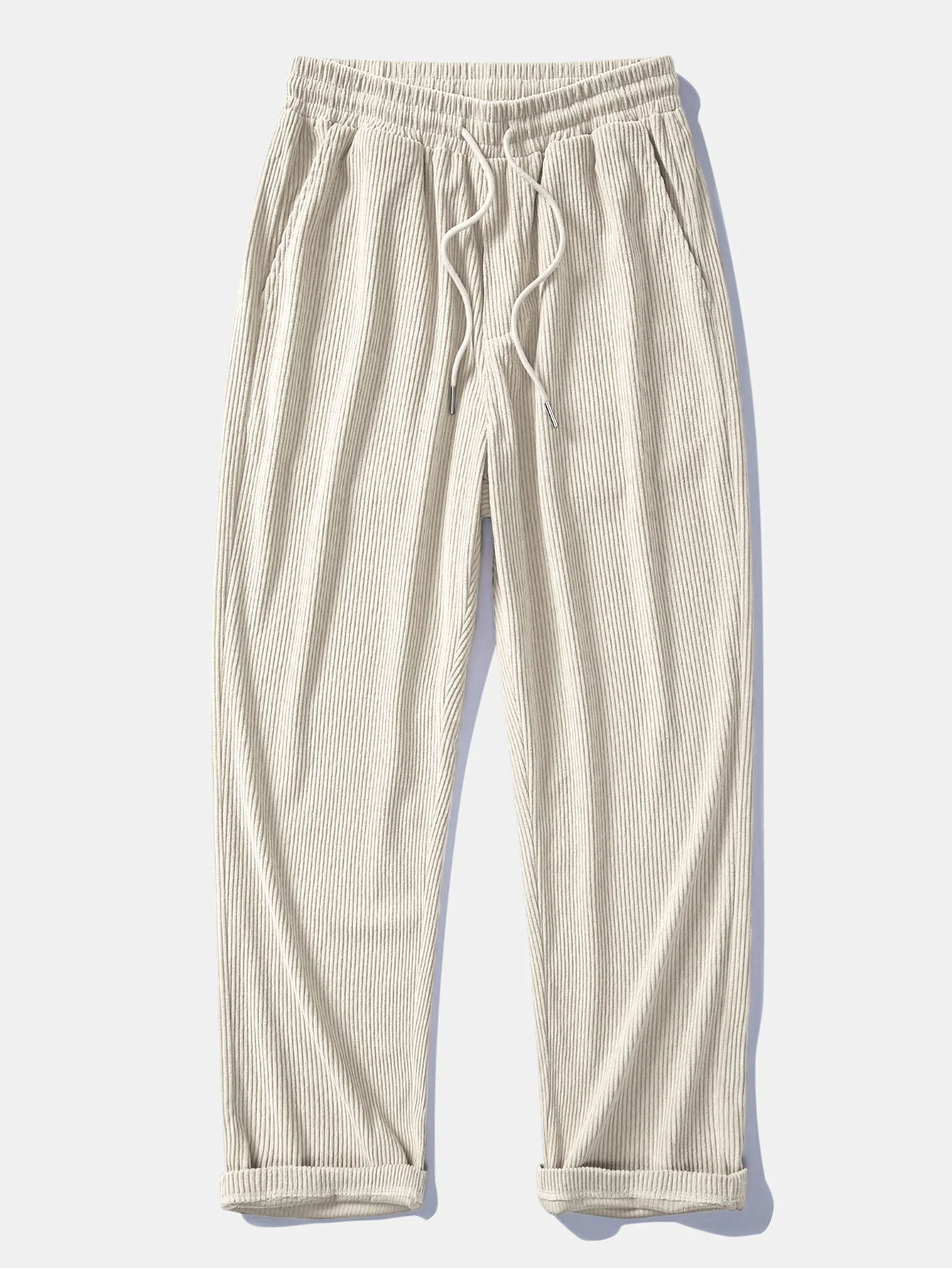 Relax Fit Contrast Corduroy Polo Collar Sweatshirt & Straight Leg Corduroy Pants - Image 9