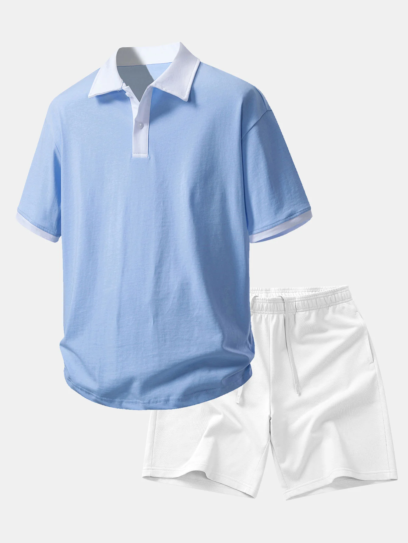 Relax Fit Contrast Cotton Polo & Cotton Drawstring 7" Shorts - Image 4
