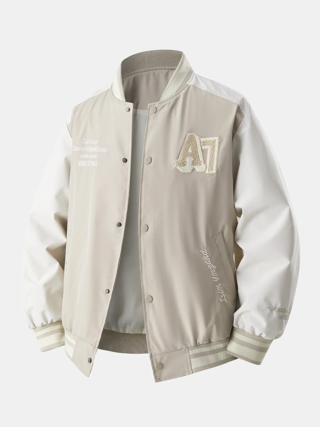 Locker sitzende Baseballjacke mit kontrastierender Stickerei - Image 7