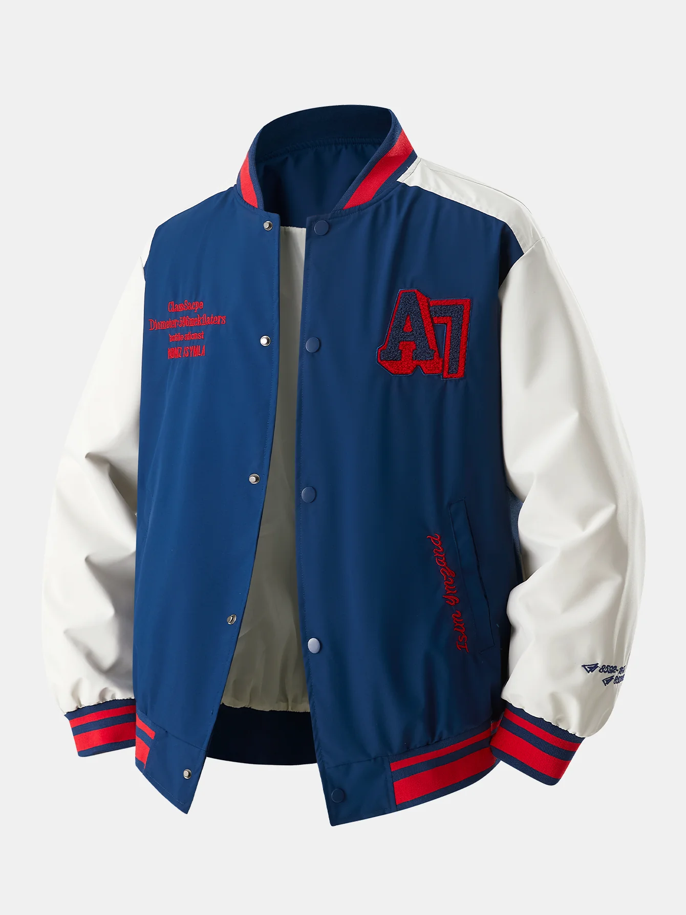 Locker sitzende Baseballjacke mit kontrastierender Stickerei - Image 9
