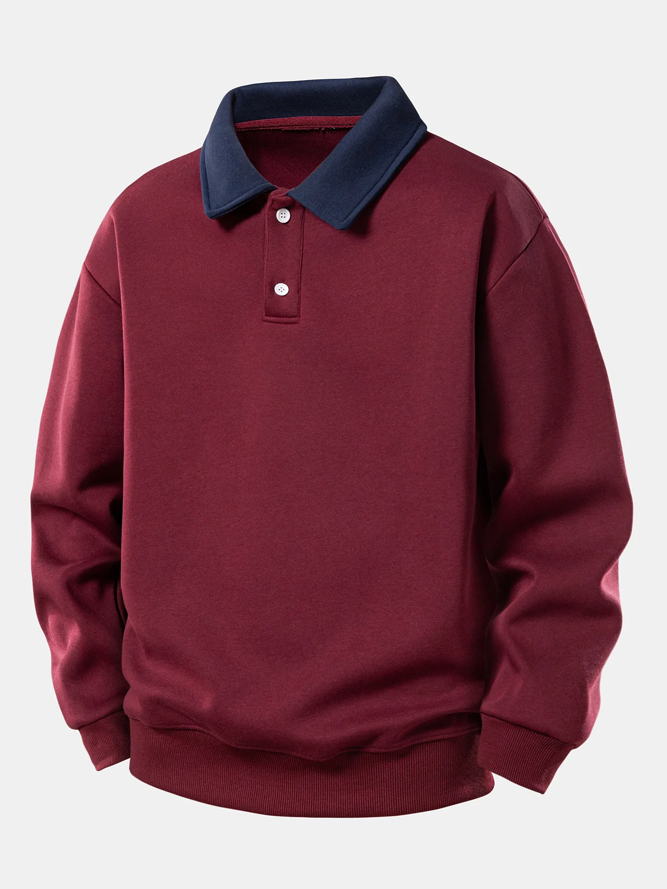 Relax Fit Kontrast Poloshirts Sweatshirt - Image 5
