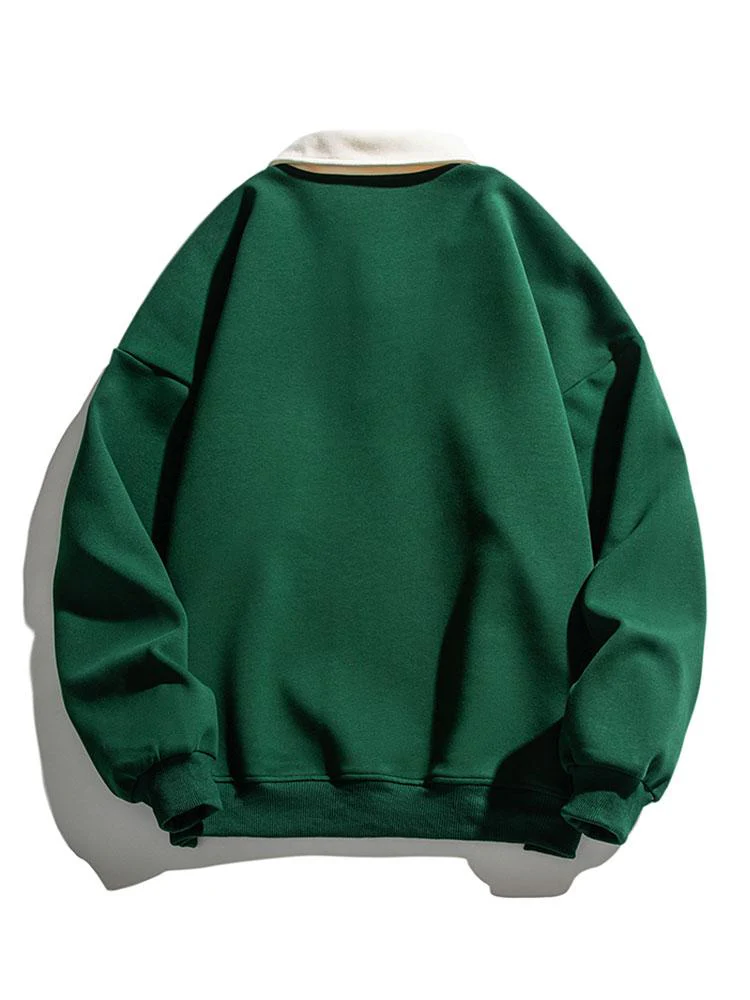 Relax Fit Kontrast Polo Sweatshirt - Image 2