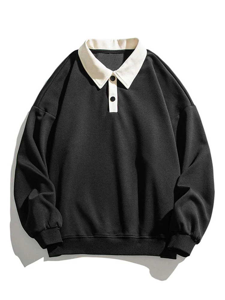 Relax Fit Kontrast Polo Sweatshirt - Image 3