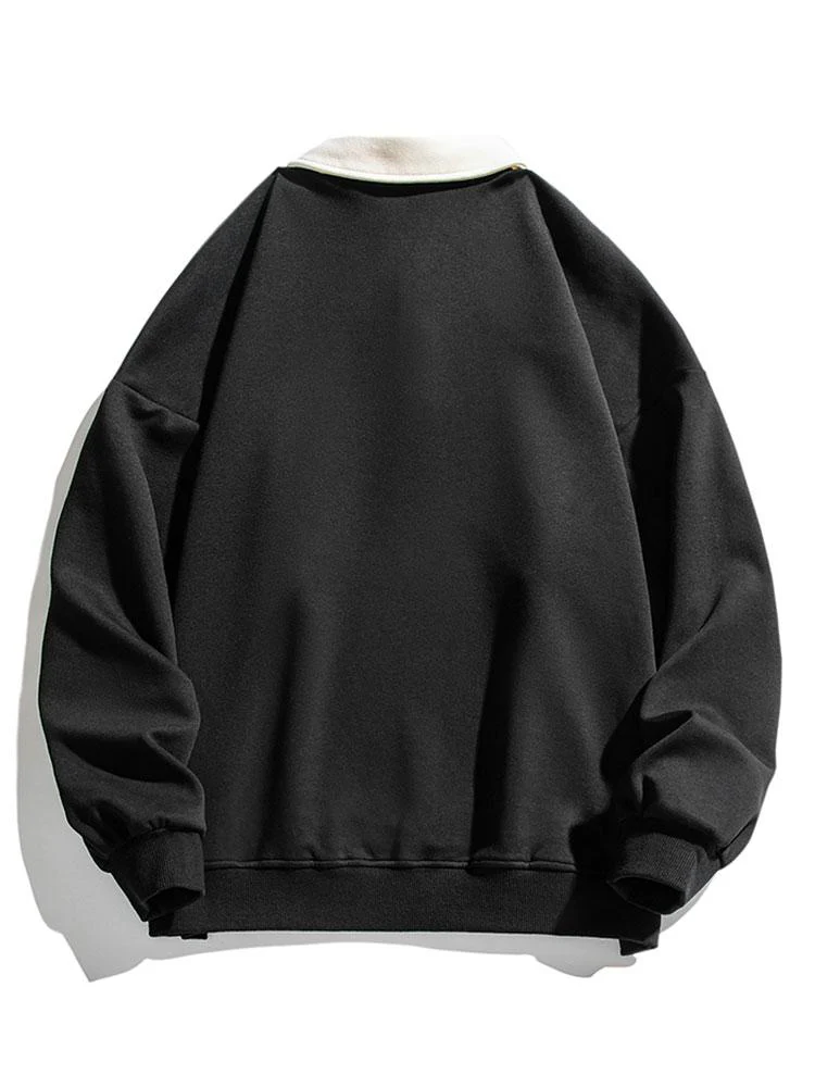 Relax Fit Kontrast Polo Sweatshirt - Image 4