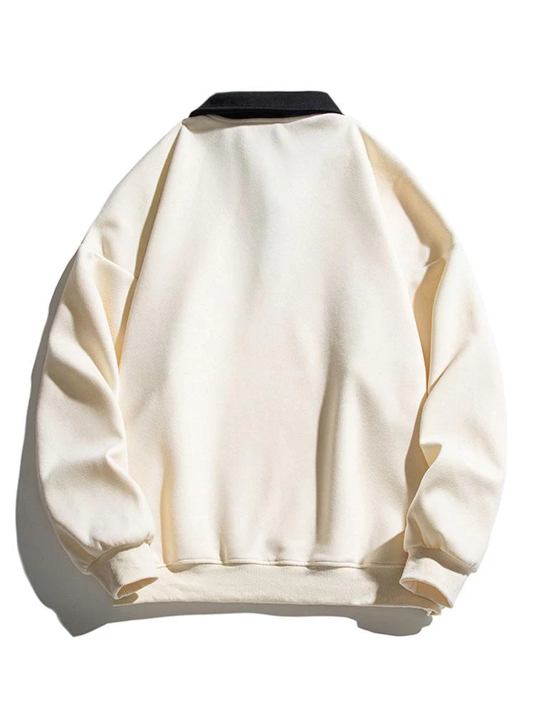 Relax Fit Kontrast Polo Sweatshirt - Image 6