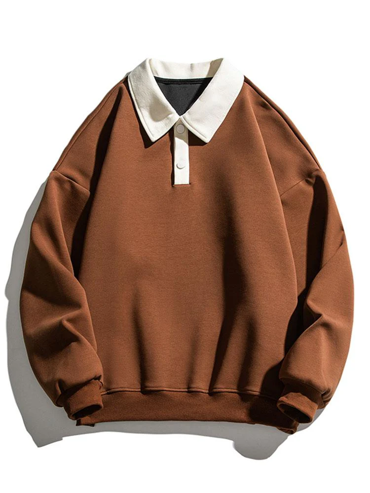Relax Fit Kontrast Polo Sweatshirt - Image 7