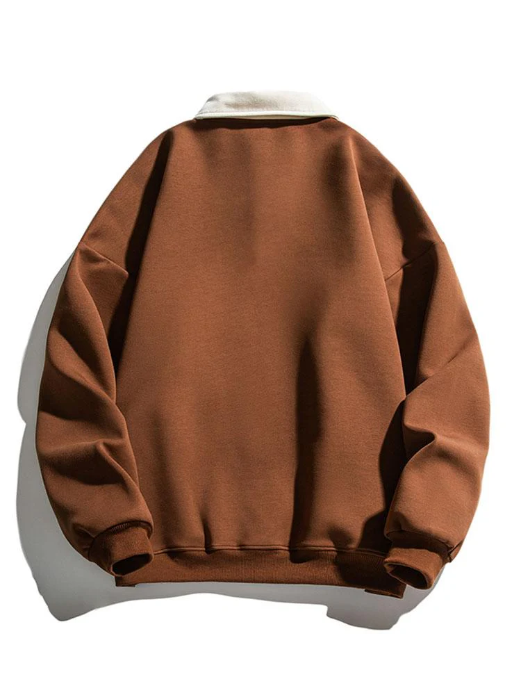 Relax Fit Kontrast Polo Sweatshirt - Image 8