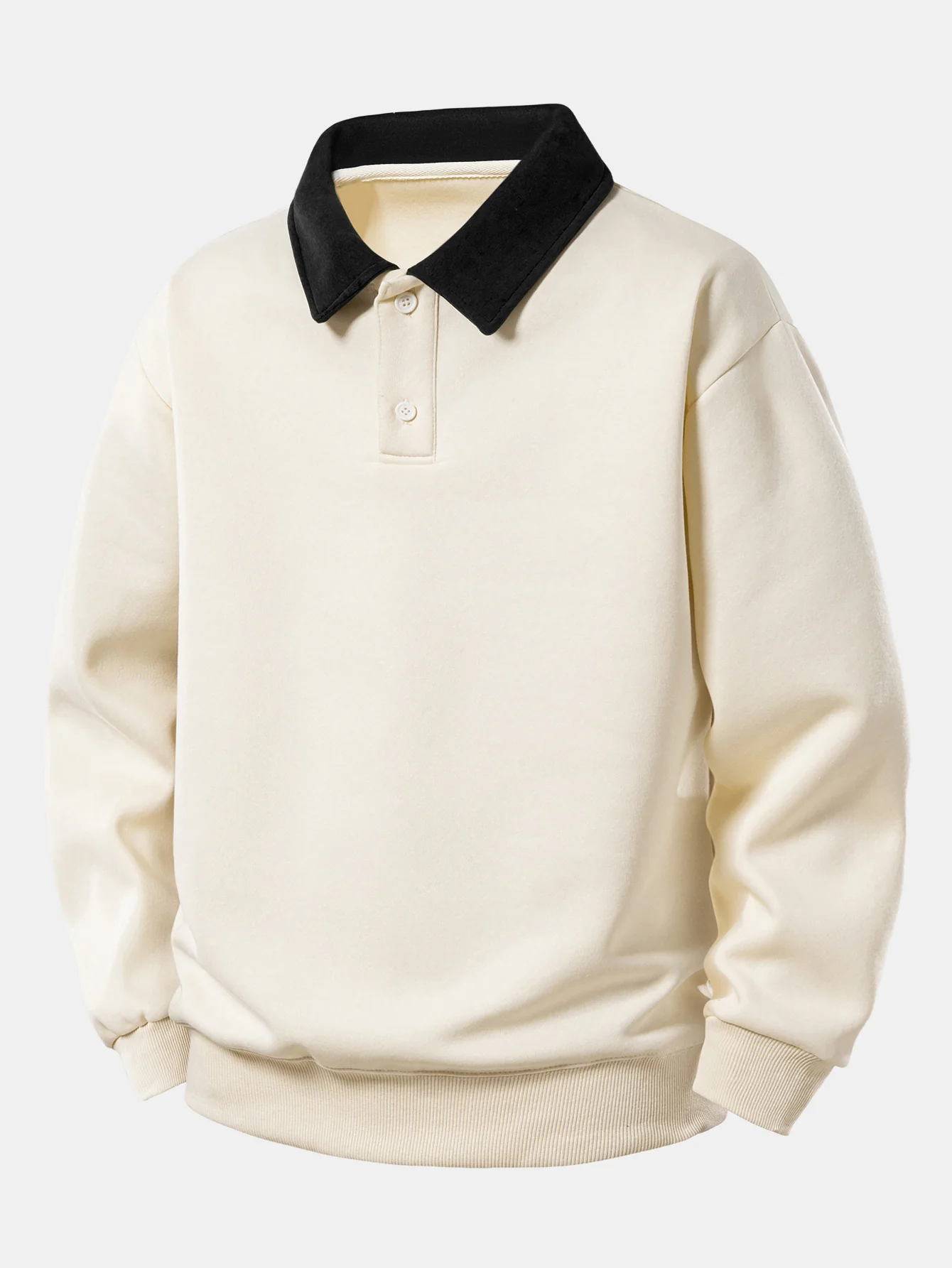 Relax Fit Contrast Polo Sweatshirt & Straight Leg Pleated Pintuck Sweatpants - Image 3