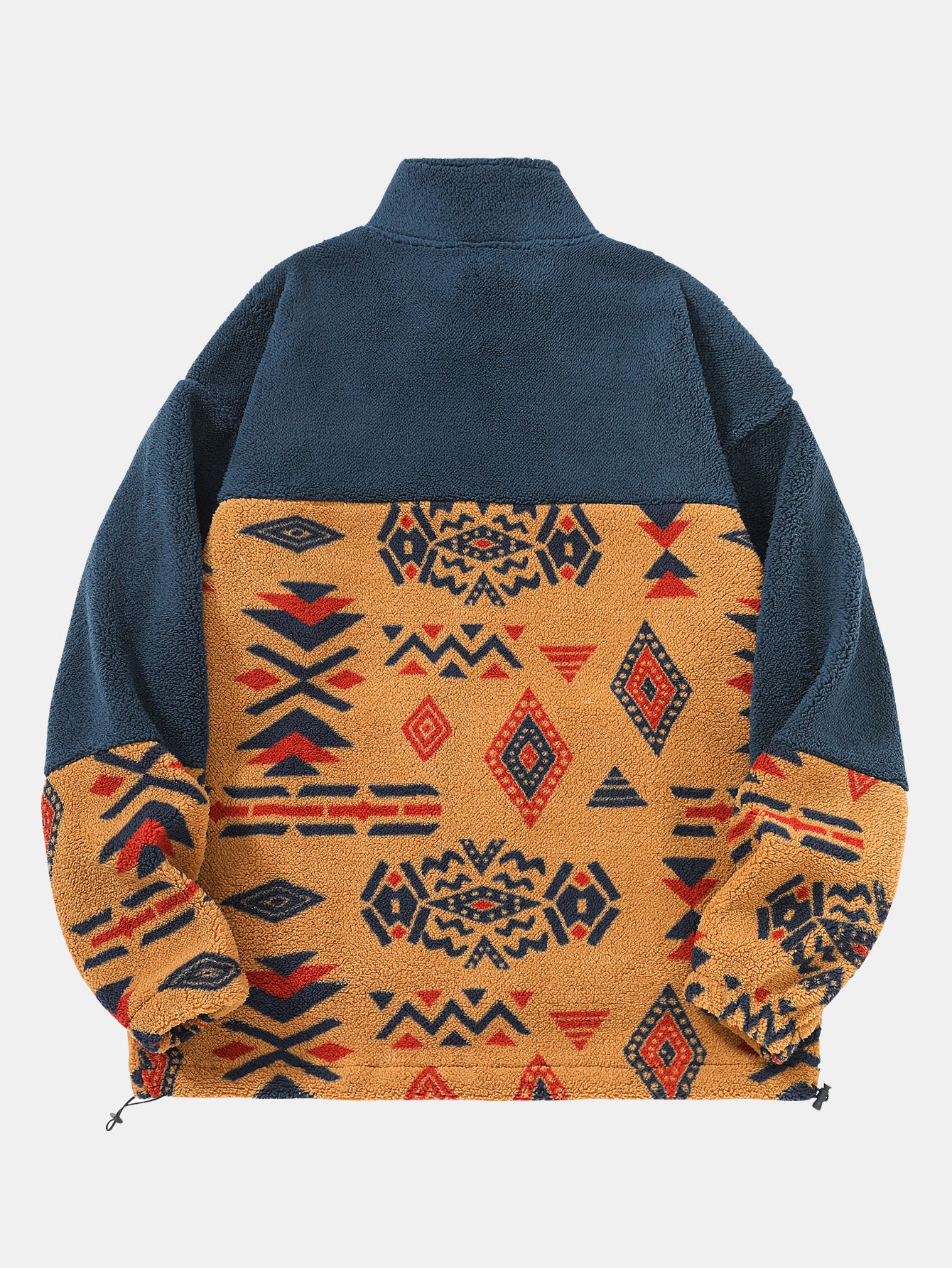 Relax Fit Contrast Tribal Geometry Teddy Jacket - Image 2