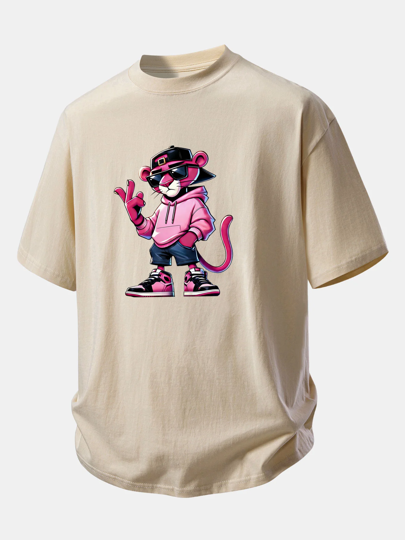 Relax Fit Cool Pink Panther Print Cotton T-Shirt - Image 11