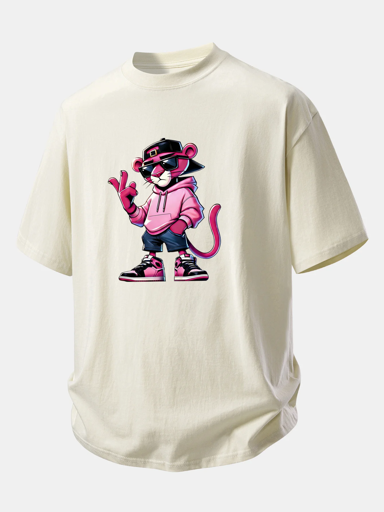Relax Fit Cool Pink Panther Print Cotton T-Shirt - Image 12