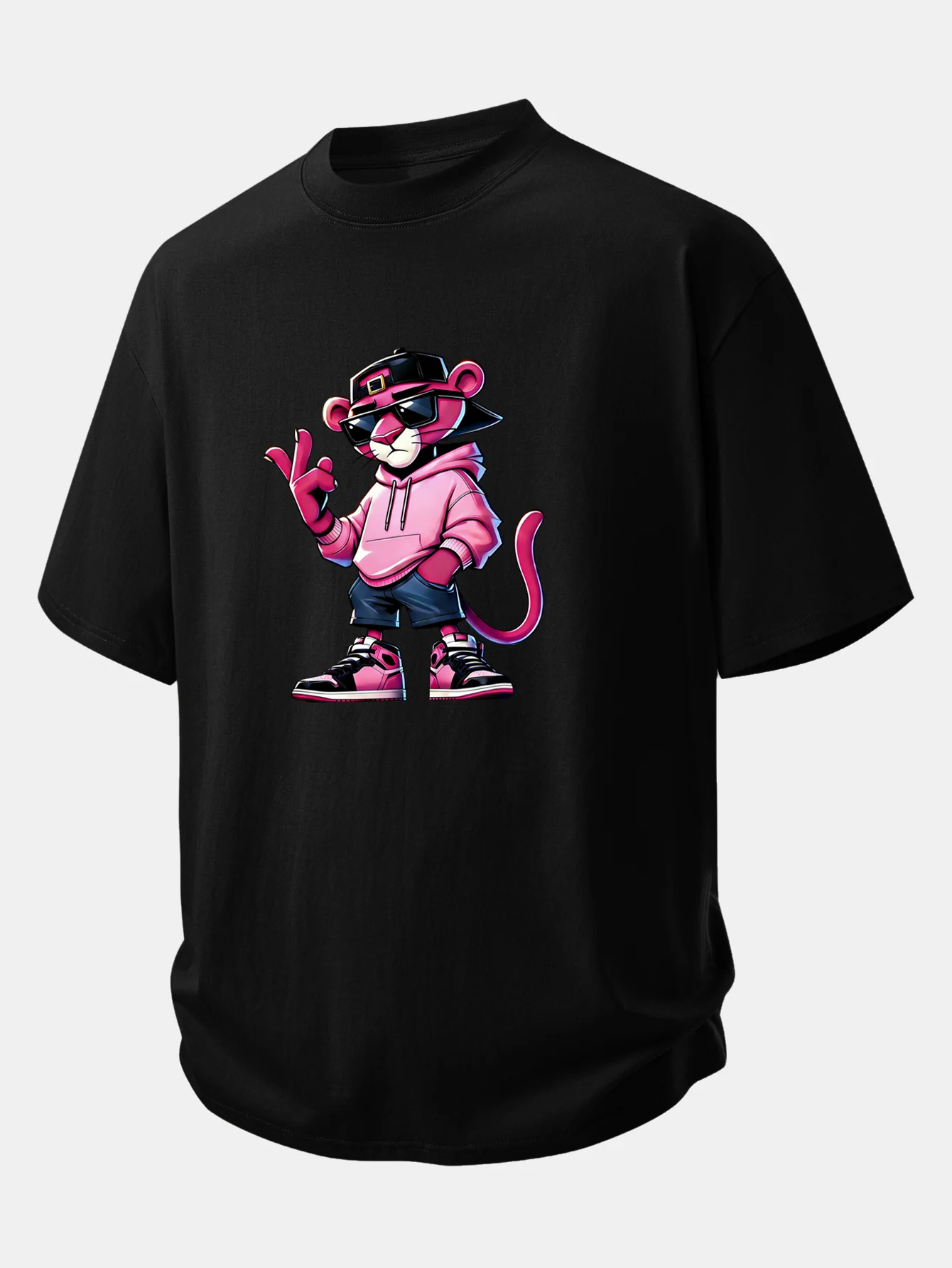 Relax Fit Cool Pink Panther Print Cotton T-Shirt - Image 2