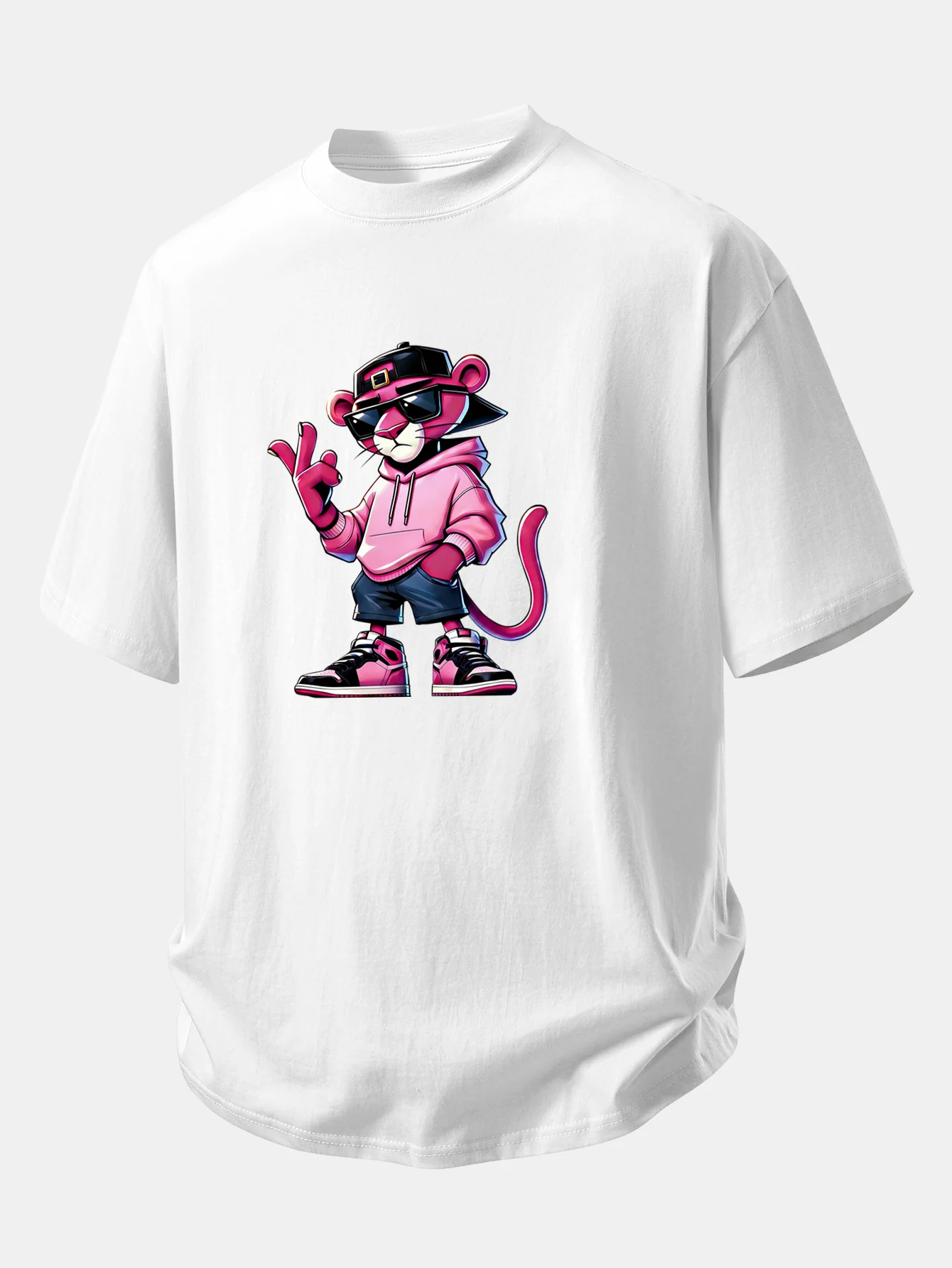 Relax Fit Cool Pink Panther Print Cotton T-Shirt - Image 3