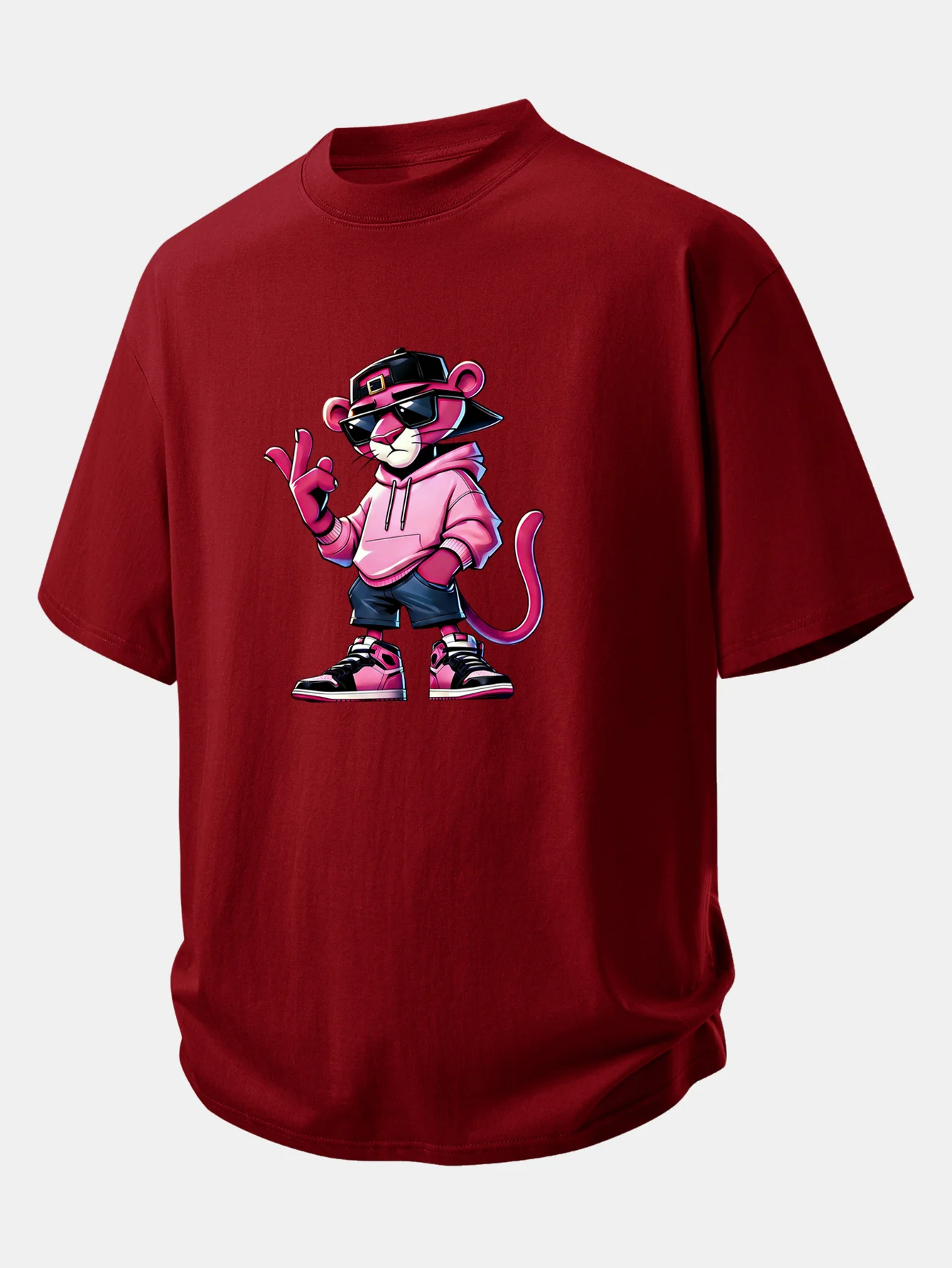 Relax Fit Cool Pink Panther Print Cotton T-Shirt - Image 6