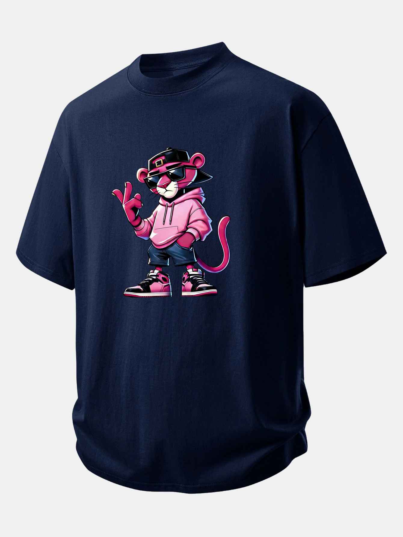 Relax Fit Cool Pink Panther Print Cotton T-Shirt - Image 7