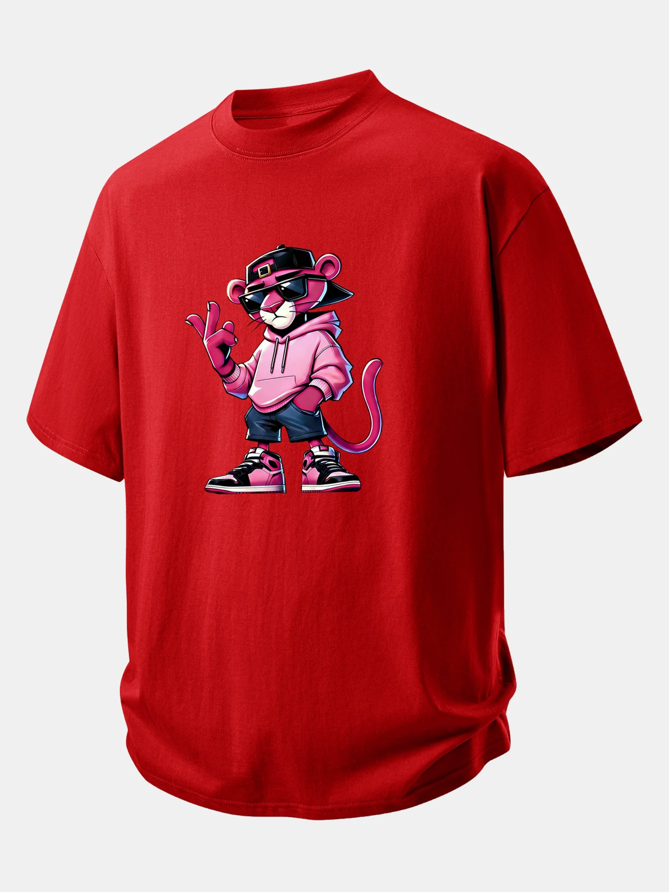 Relax Fit Cool Pink Panther Print Cotton T-Shirt - Image 9