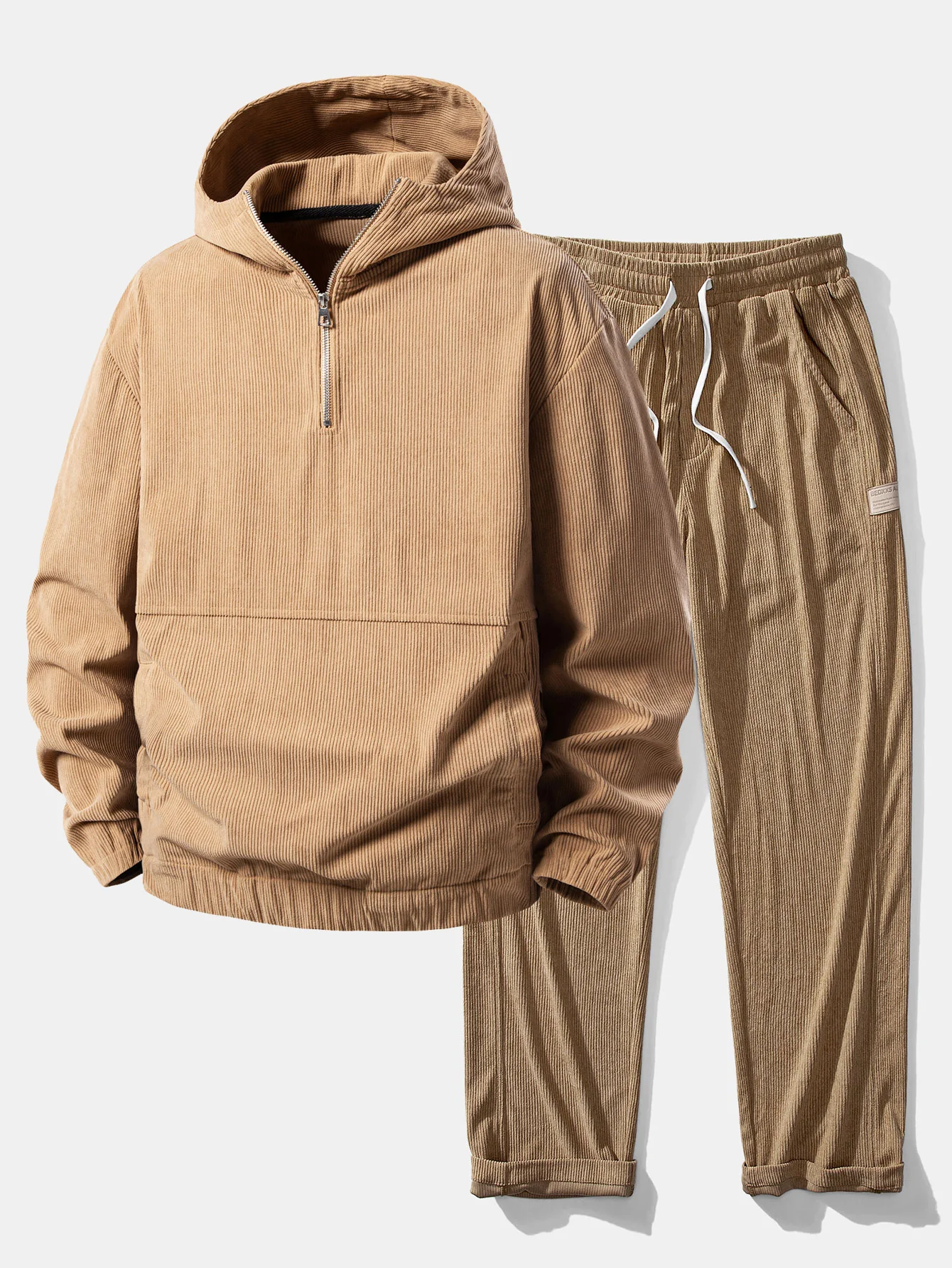 Relax Fit Corduroy Half-Zip Hooded Pullover & Straight Leg Corduroy Pants - Image 2