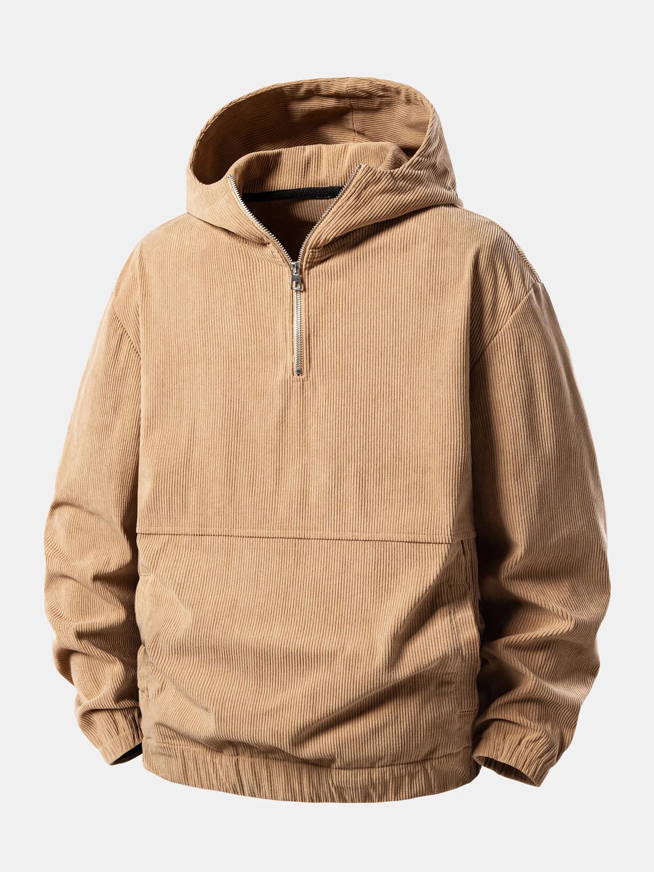 Relax Fit Corduroy Half-Zip Hooded Pullover & Straight Leg Corduroy Pants - Image 4