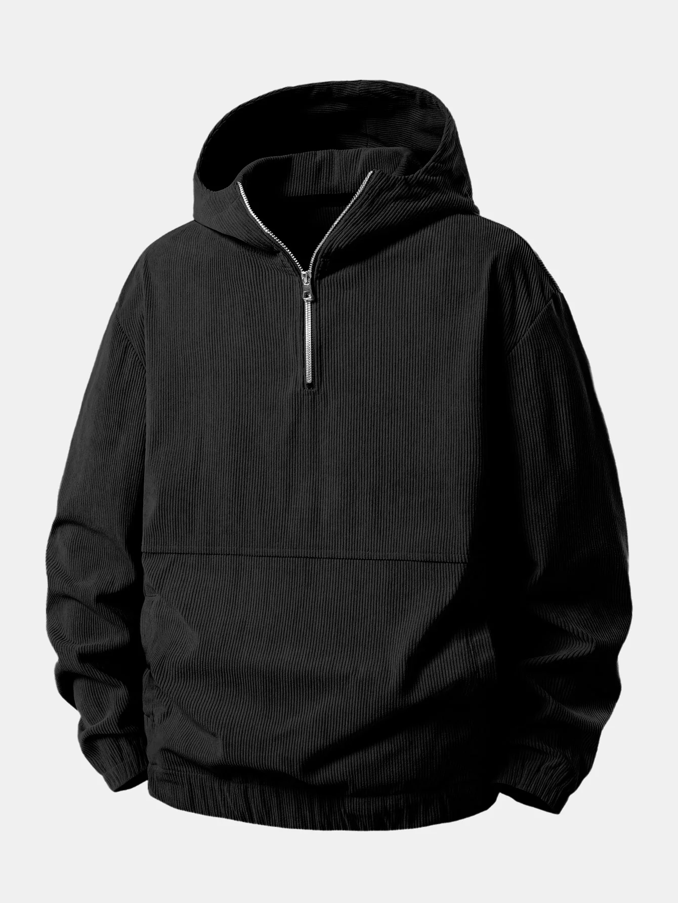 Relax Fit Corduroy Half-Zip Hooded Pullover & Straight Leg Corduroy Pants - Image 6
