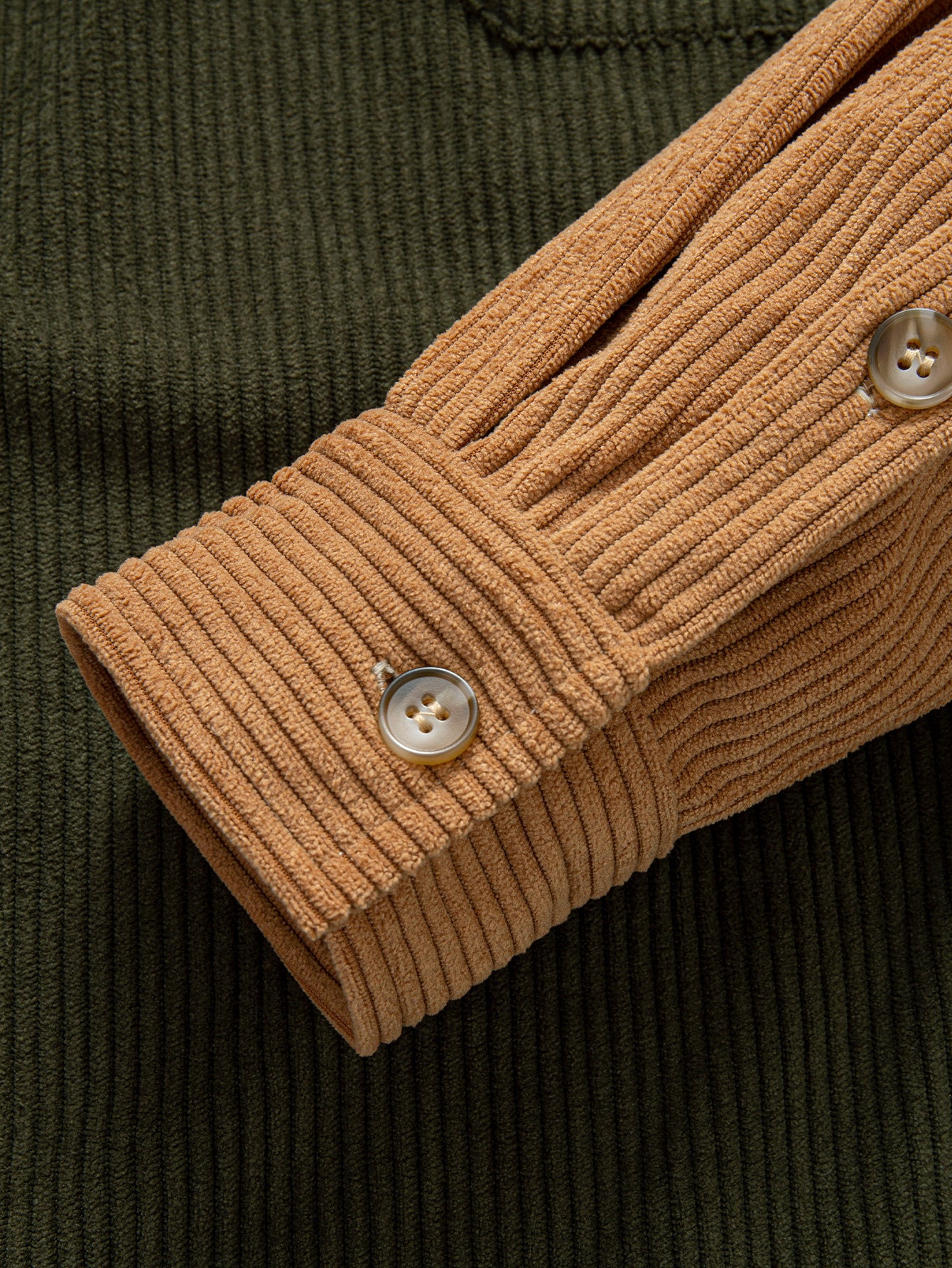 Relax Fit Corduroy Patchwork Hooded Shirt With Pockets & Straight Leg Corduroy Pants - Image 10