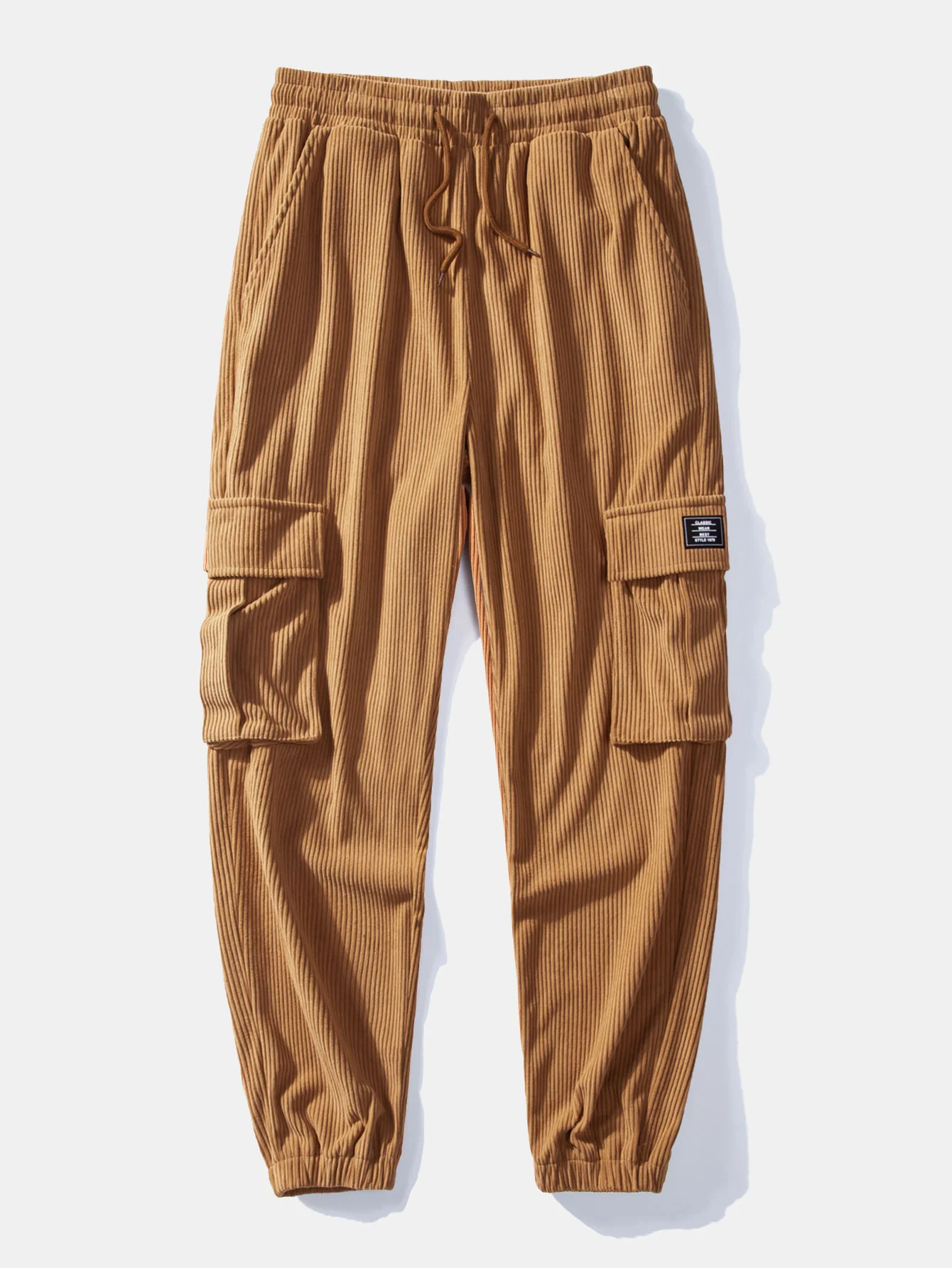 Entspannte Passform Corduroy Karo Patchwork Hemd & Kordelzug Corduroy Cargo Jogginghose - Image 10