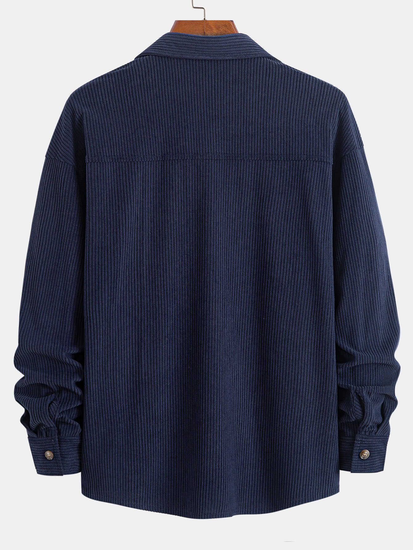 Entspannte Passform Corduroy Karo Patchwork Hemd - Image 4