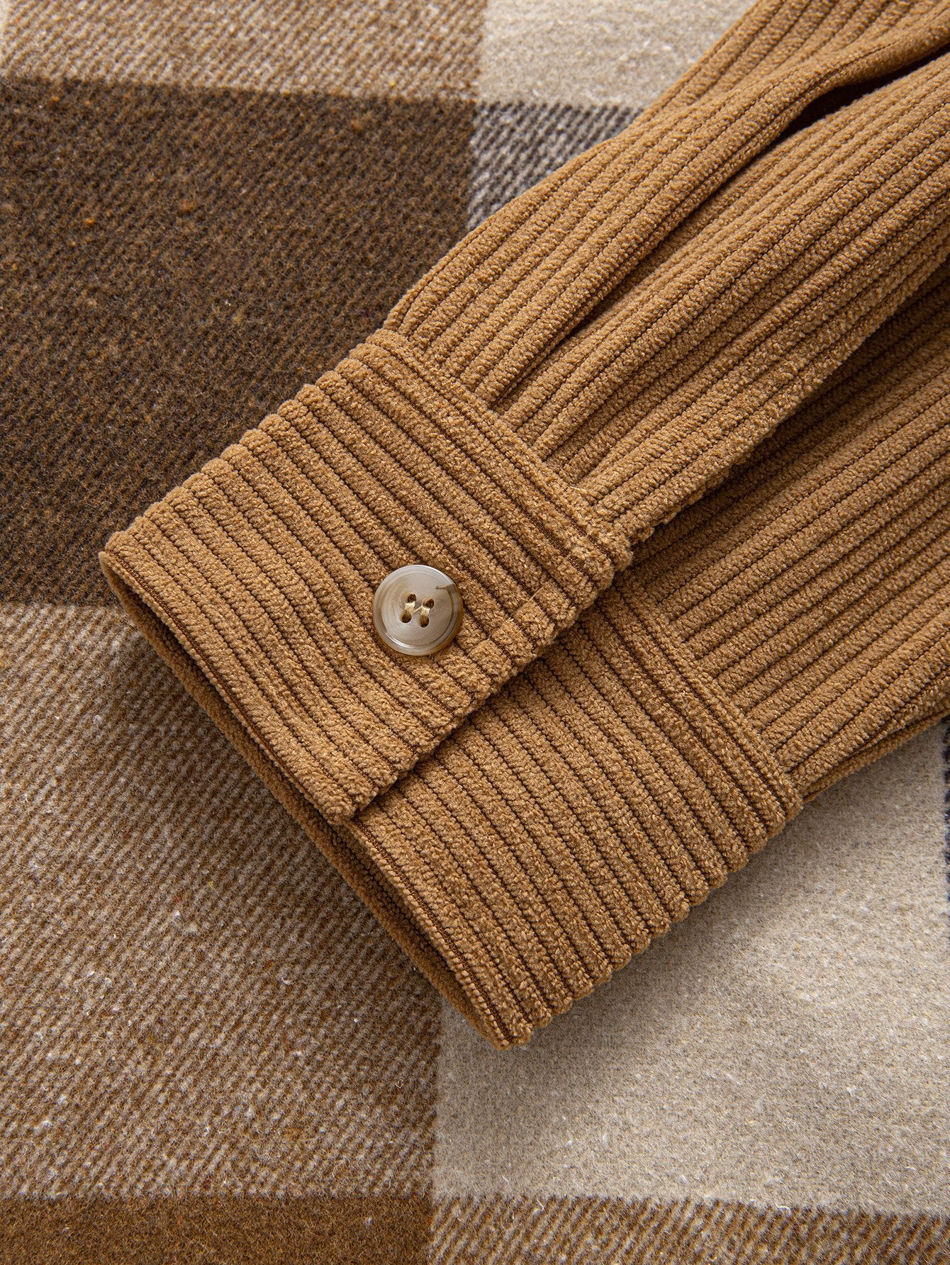 Entspannte Passform Corduroy Karo Patchwork Hemd & Kordelzug Corduroy Cargo Jogginghose - Image 8