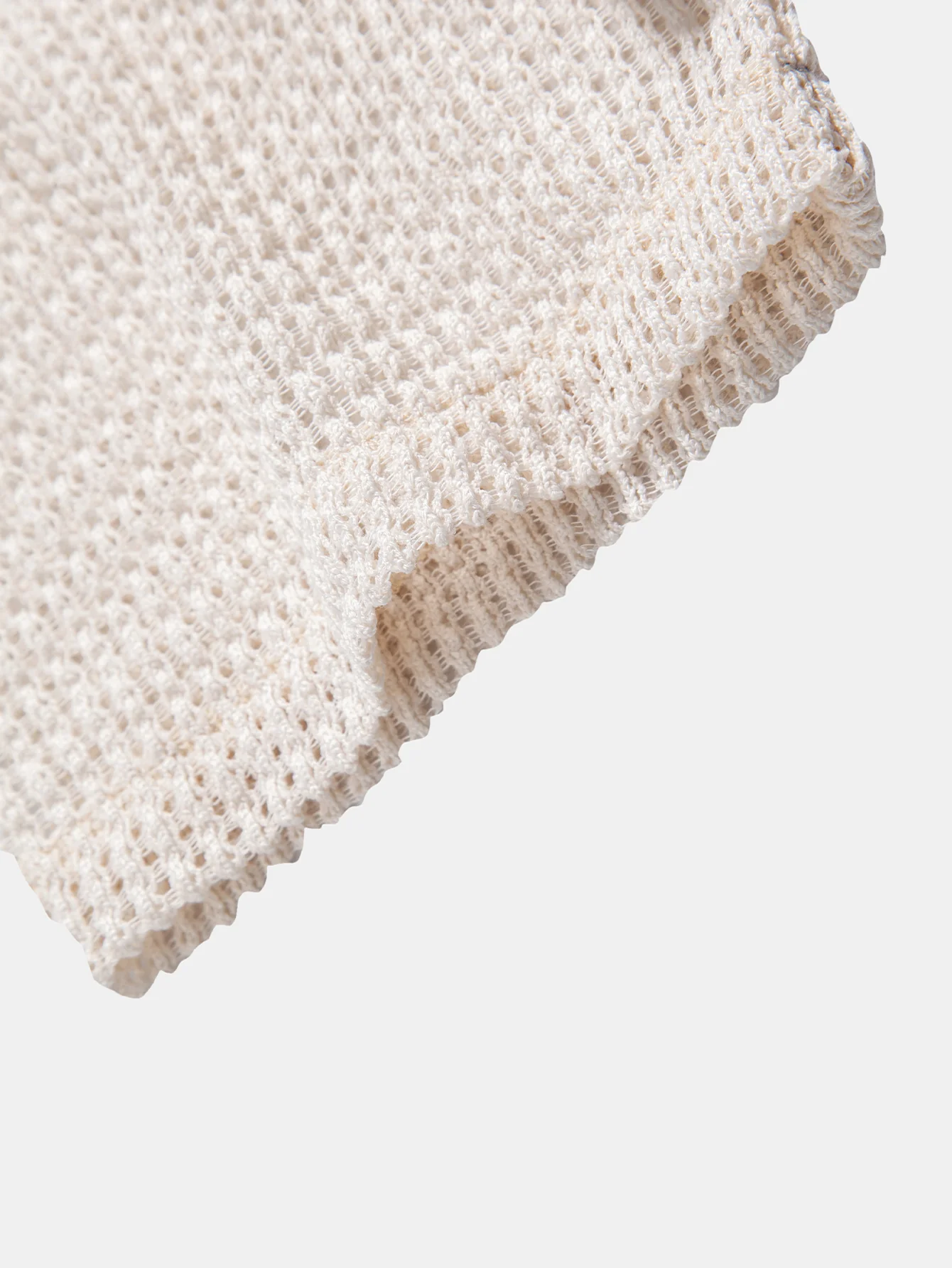 Relax Fit Crocheted V Neck Polo - Image 5