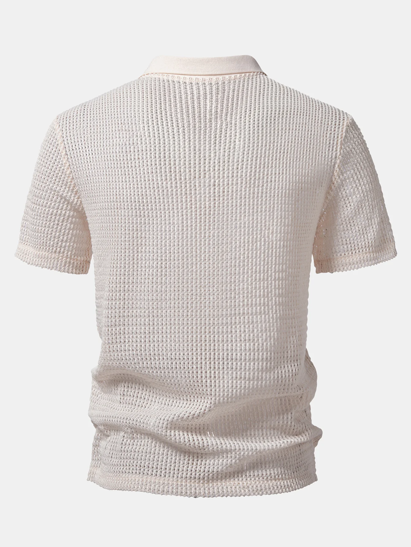 Relax Fit Crocheted V Neck Polo - Image 2