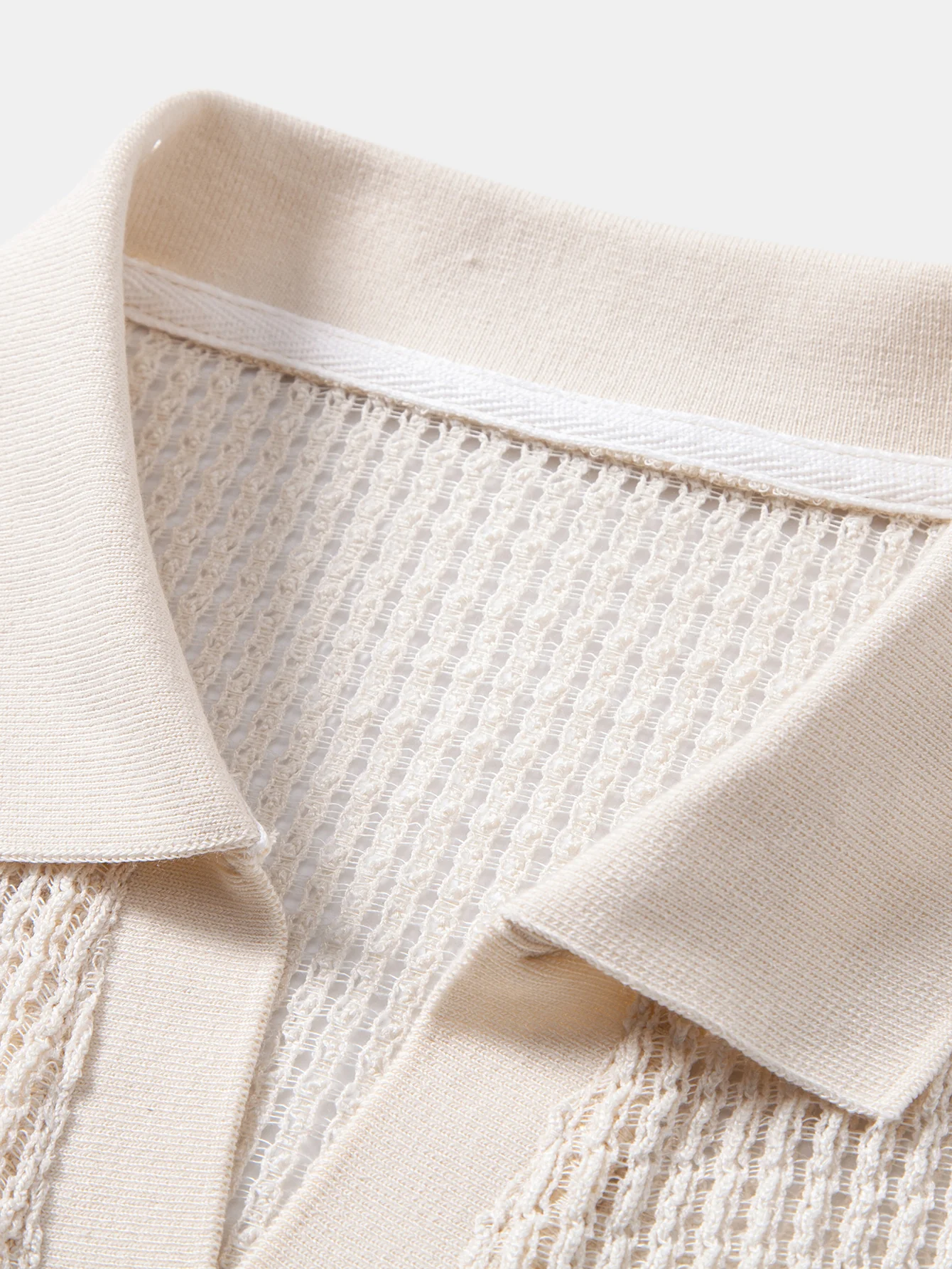Relax Fit Crocheted V Neck Polo - Image 3