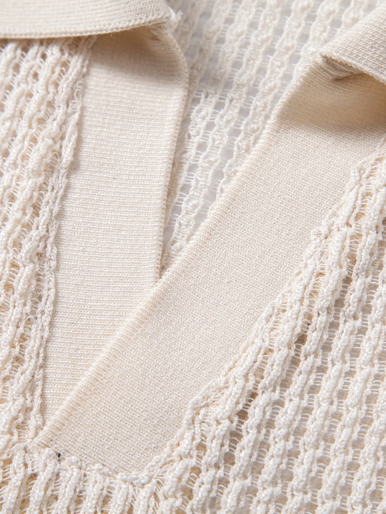 Relax Fit Crocheted V Neck Polo - Image 4