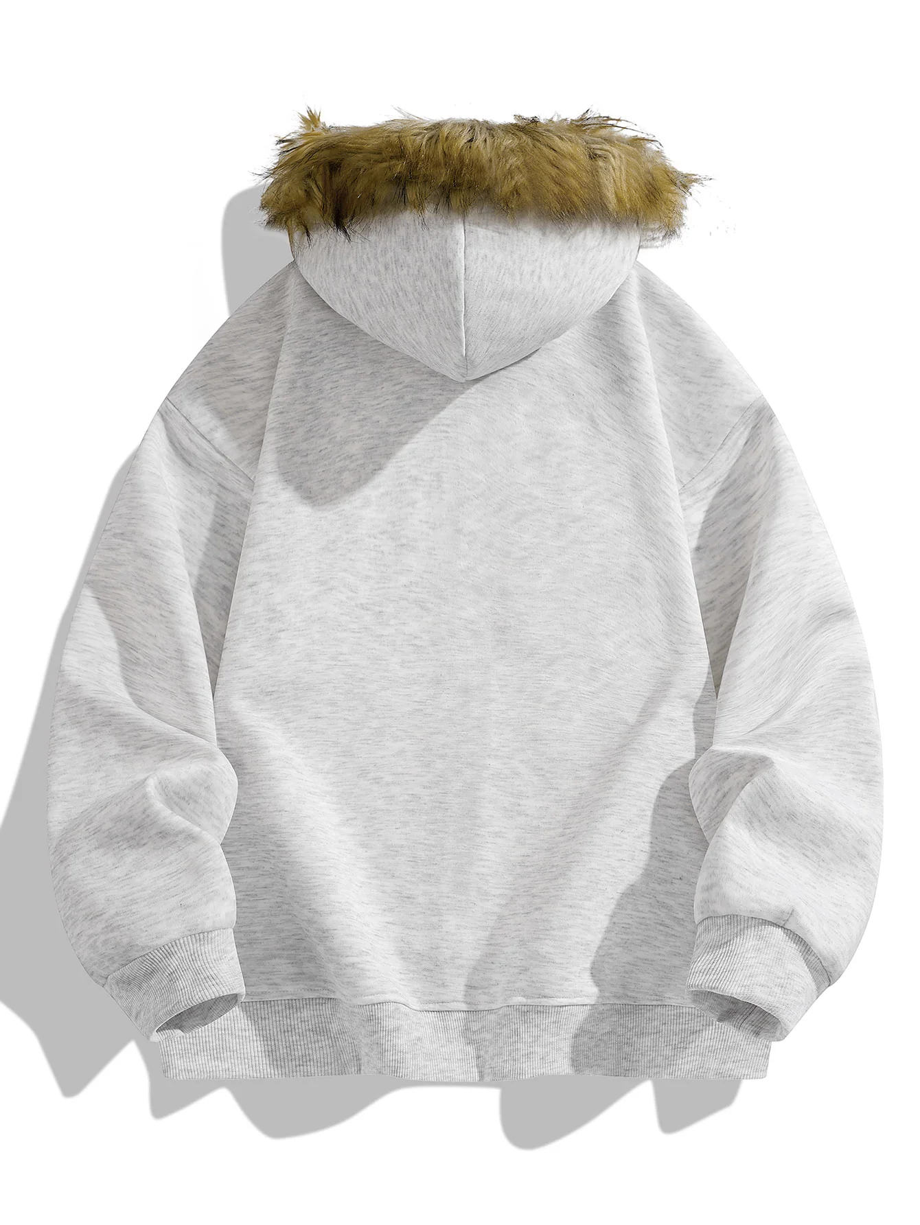 Locker sitzende Kapuzenjacke mit Reißverschluss und Kunstpelzkragen - Image 4