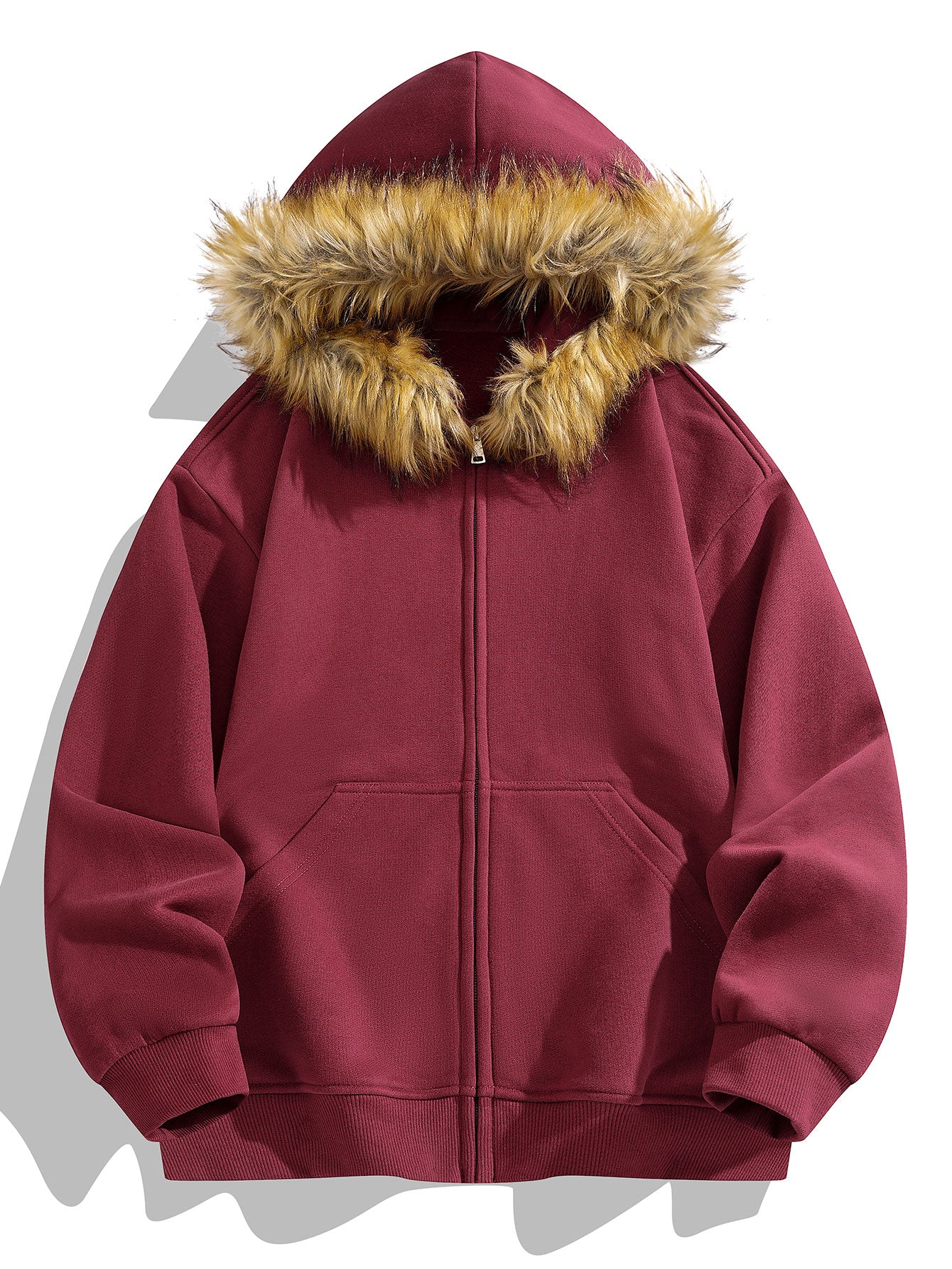 Locker sitzende Kapuzenjacke mit Reißverschluss und Kunstpelzkragen - Image 7