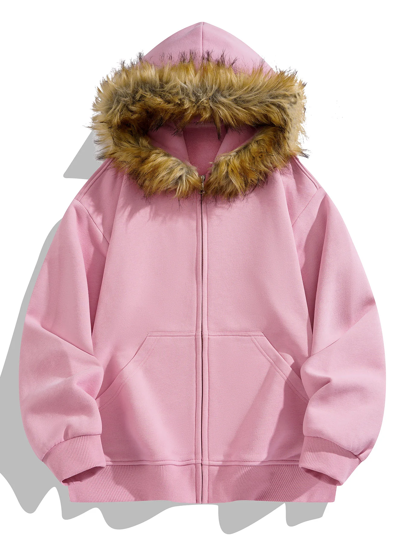 Locker sitzende Kapuzenjacke mit Reißverschluss und Kunstpelzkragen - Image 9