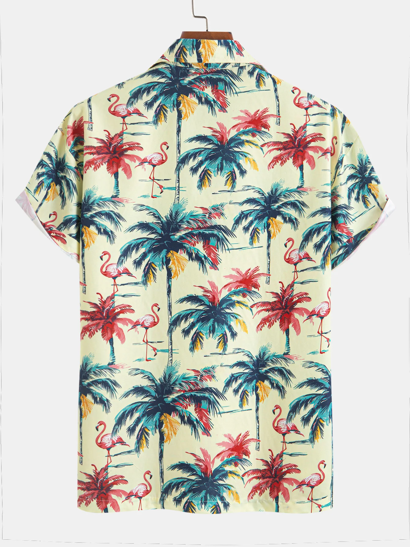 Relax Fit Flamingo Tropical Palm Tree Print Knopf Hemd und Bad kurz - Image 3