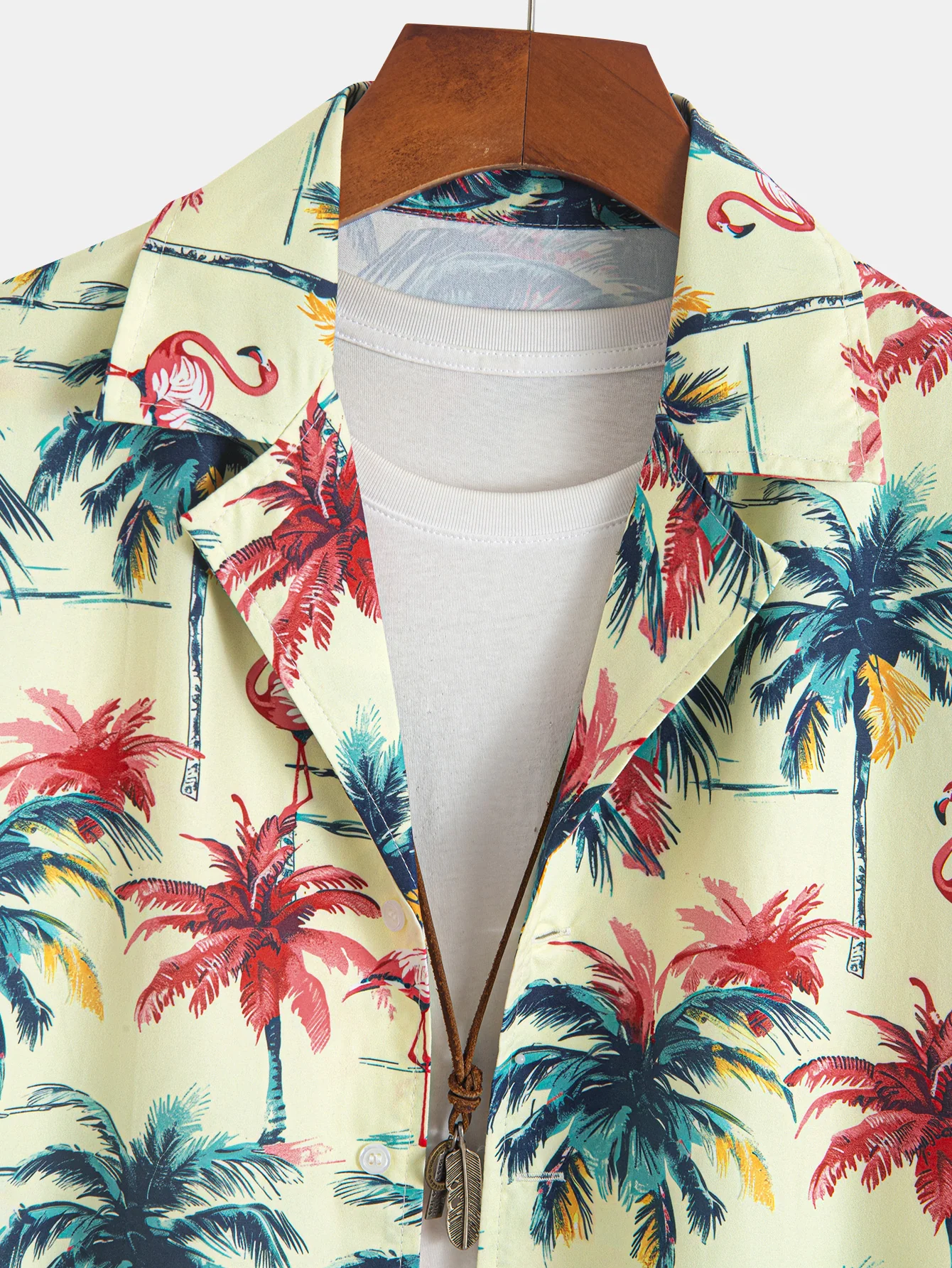 Relax Fit Flamingo Tropical Palm Tree Print Knopf Hemd und Bad kurz - Image 6