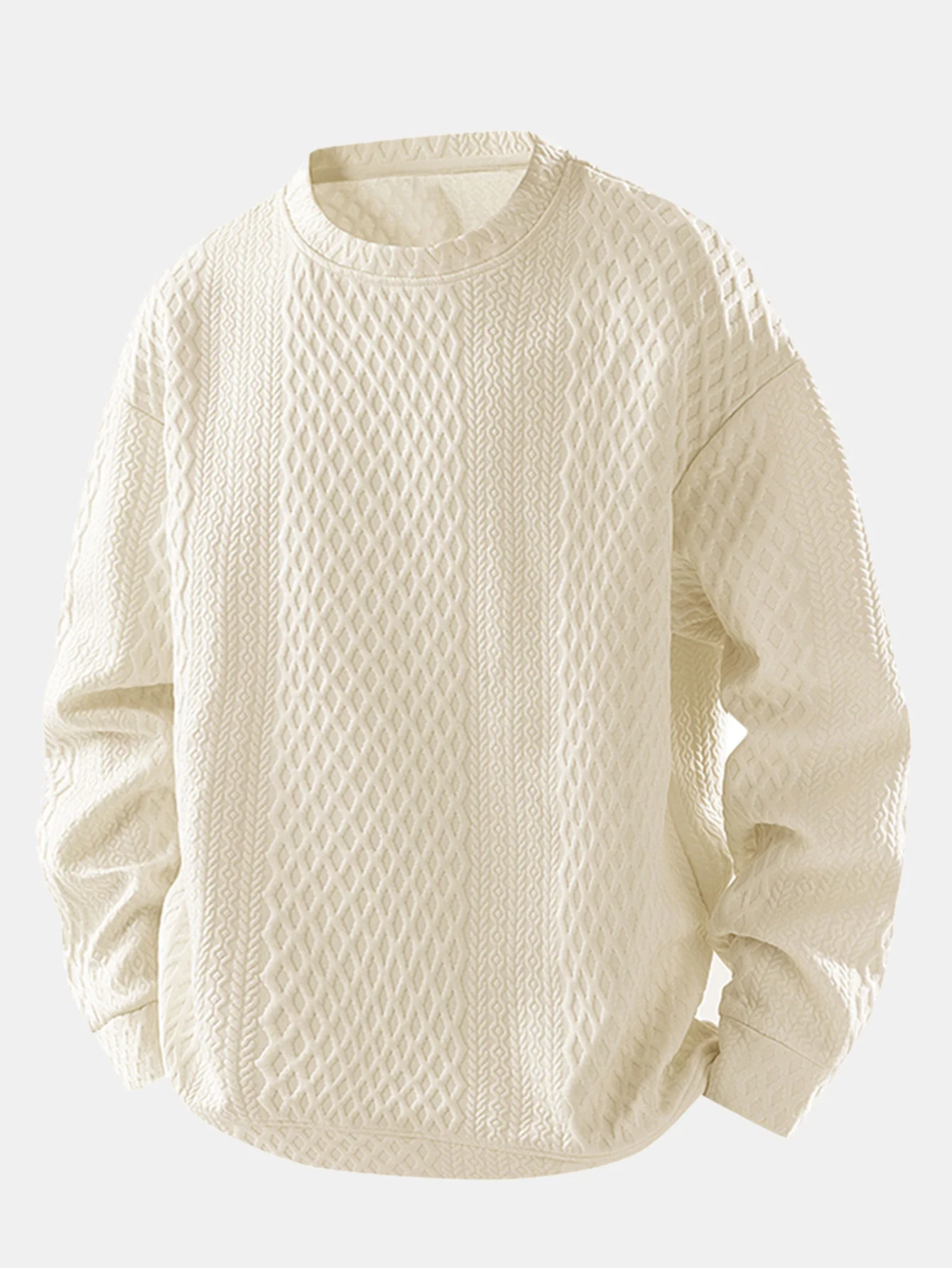 Locker sitzendes geometrisches Jacquard-Sweatshirt mit Rundhalsausschnitt