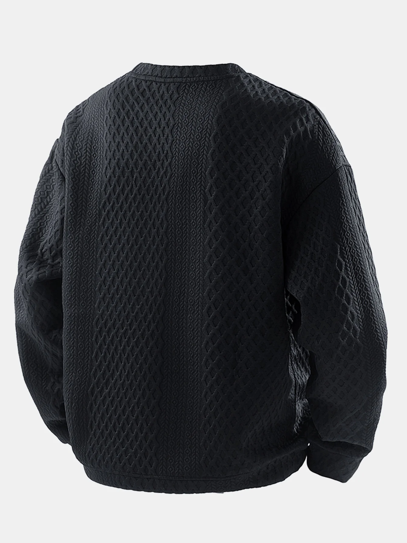 Locker sitzendes geometrisches Jacquard-Sweatshirt mit Rundhalsausschnitt - Image 3