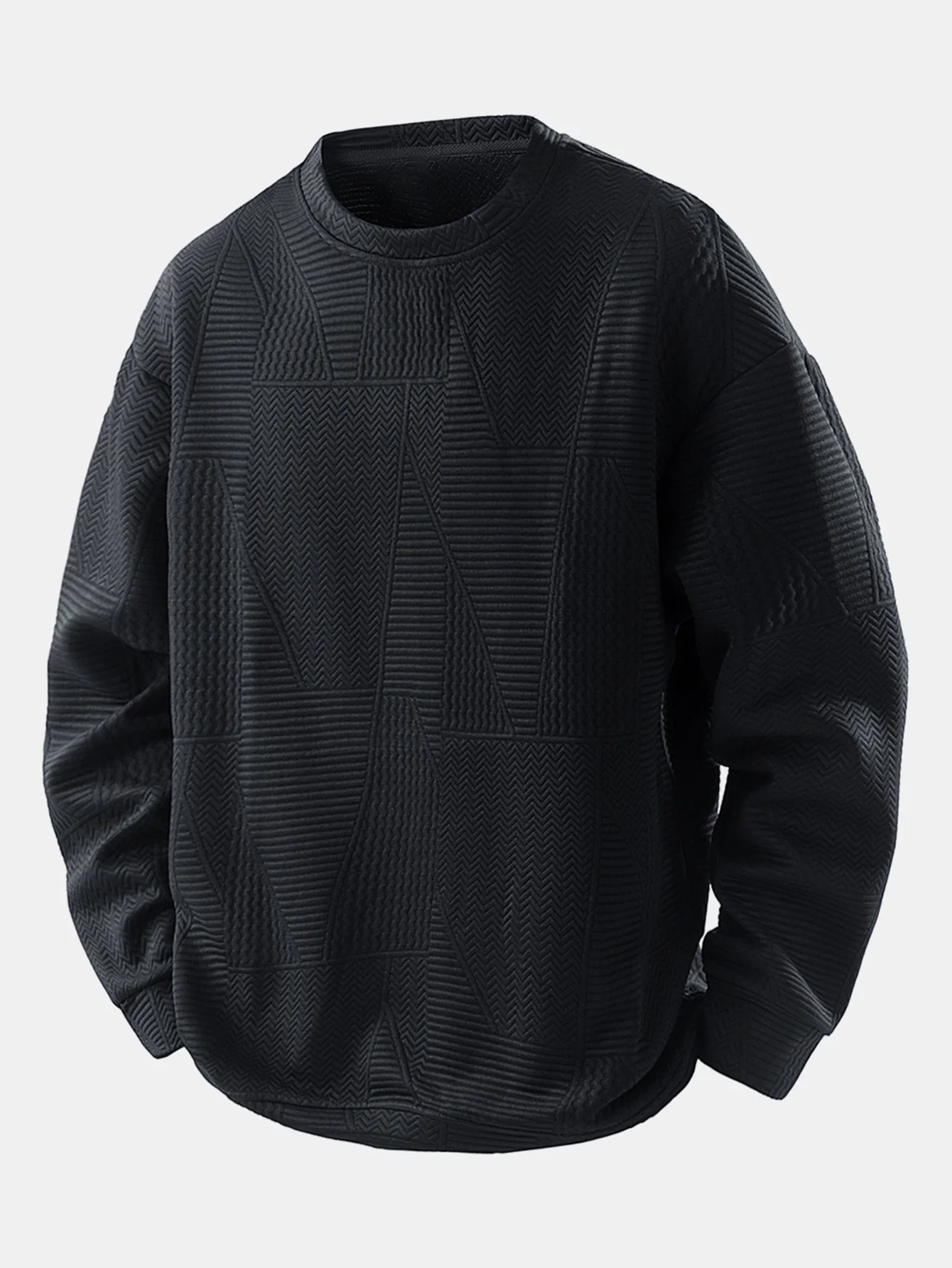 Relaxed Fit Geometrisches Jacquard Sweatshirt - Image 3